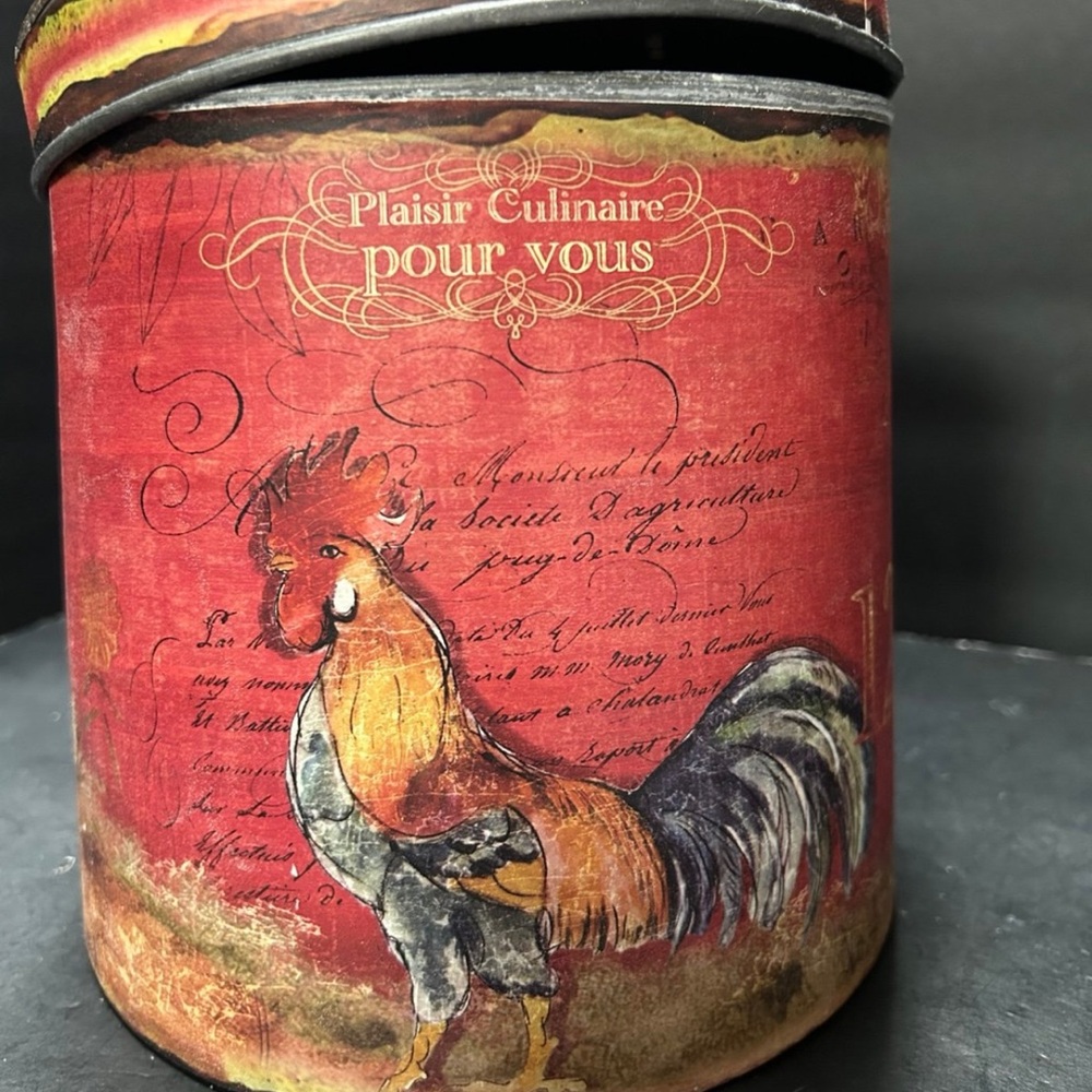 Plaisir Culinaire Red Rooster Decorative Canister